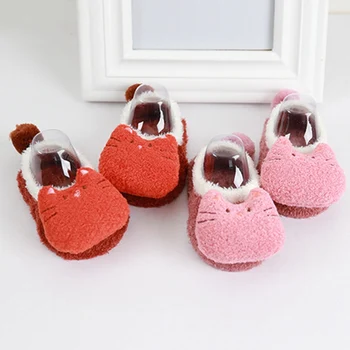 

Autumn Winter Baby Socks Coral Fleece Socks Warm Toddler Boys Girls 3D Cute Cartoon Animal Non-slip Floor Socks For 0-5T