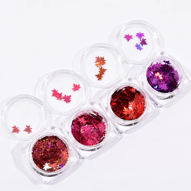 

12box/Set Nail Holographic Chameleon Flake Multicolor Sequins Maple-Shape Chunky Nail Art Glitter Holo Flakes For DIY Nails Art