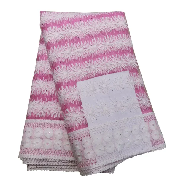 pink Новейшая бордовая африканская кружевная ткань вышивка нигерийские бусы Кружева швейцарская вуаль тюль кружевная ткань для женского платья - Цвет: pink