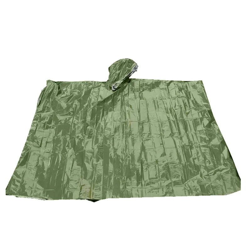 Emergency Raincoat Aluminum Film Disposable Poncho Cold Insulation Rainwear Blankets Survival Tool Camping Equipment