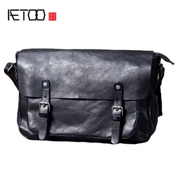 

AETOO Retro casual Men's leather one-shoulder oblique postman bag, hand foreman layer cowhide computer Bag