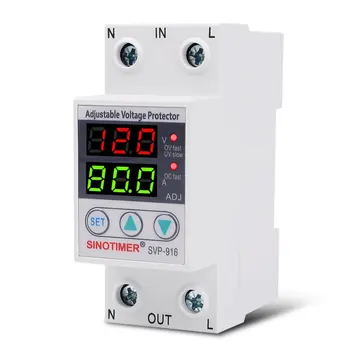 

SVP-916 110V 120V Adjust Voltage Relay Control Over Under Voltage Protector Overvoltage and Over Current Protection Din Rail
