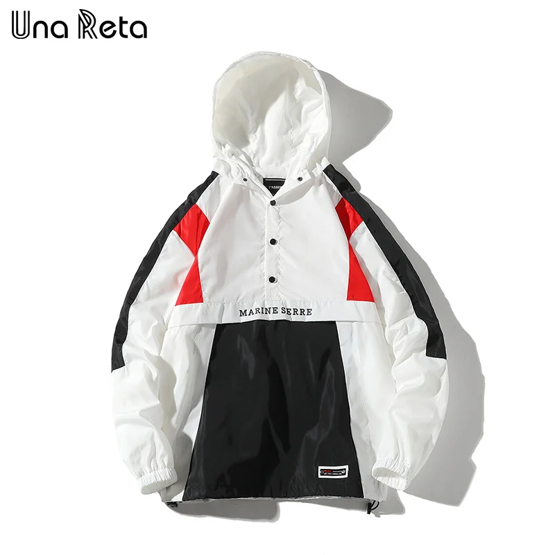 New White Una Reta, куртки с капюшоном, мужские, новинка, пэчворк, цвет, блок, пуловер, куртка, модный спортивный костюм, пальто, для мужчин, хип-хоп, уличная куртка, для мужчин - Цвет: New White