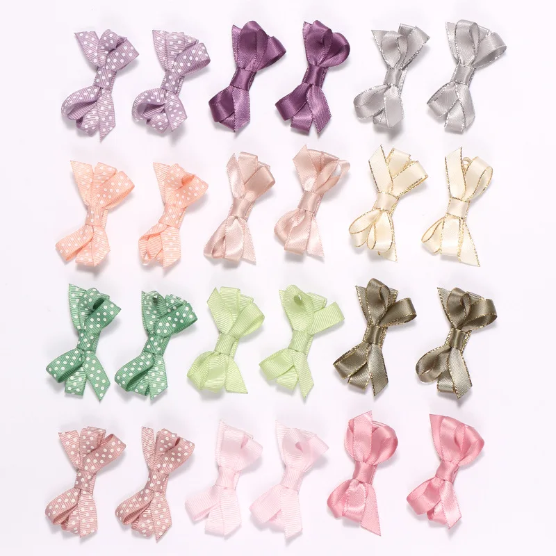 24pcs Высокое качество Классическая 6 шт./лот Красочные заколки для маленьких девочек банты из бутика Ленточные Заколки головные уборы для детей - Цвет: 24pcs