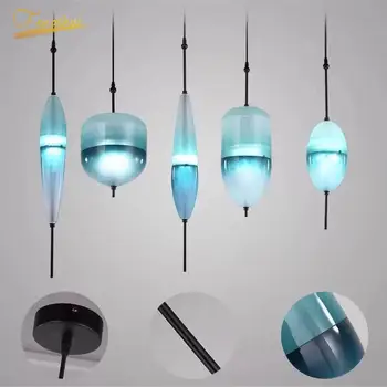 

Modern Creative LED Glass Pendant Lamp Lighting Nordic Designer Blue Art Pendant Lights Bedroom Restaurant Cafe Hanging Lamp