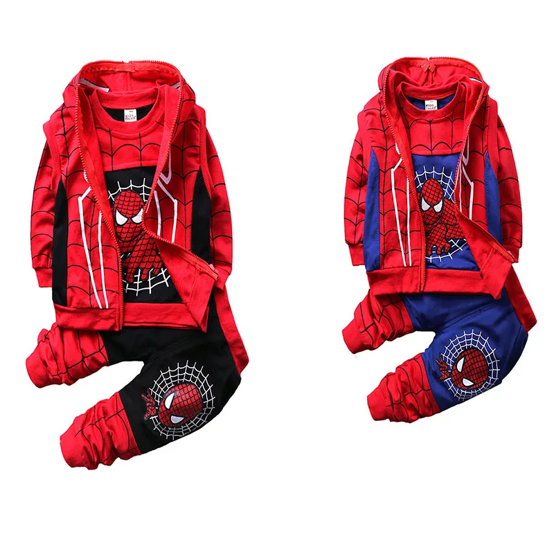 

Baby Boys Spiderman Clothing Set Hoodie Vest Long Sleeve Tee Pants 3Pc Toddler Autumn Tracksuit
