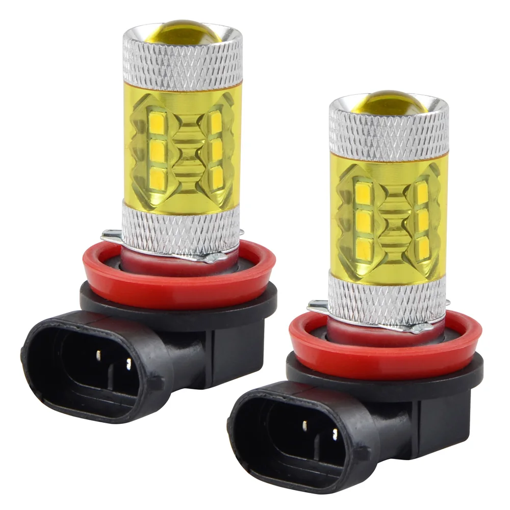 H2CNC 2 шт. 3000K H16 желтого золота 3030 SMD светодиодный Противотуманные фары дальнего света светильник лампочка - Испускаемый цвет: 3000 К Золотой