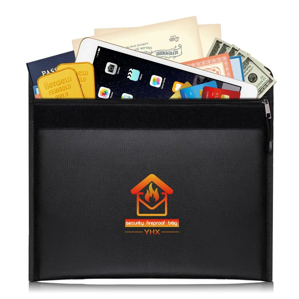 

Portable Fireproof Waterproof Document Bag Briefcase Envelope File Folder Cash Pouch Fireproof Money Safe Bags For Home Office