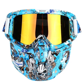 

Graffiti Style Tactical Face Protective Mask Detachable Motorcycle Goggles Mask for Outdoor Airsoft Battle Tactical Gear 2019
