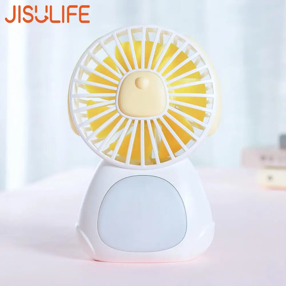 

JISULIFE Portable Desk Fan with 3 Adjustable Night Light 4000mAh 3 Speeds Rechargeable Fan for Home Silent Handheld Fan Abanico