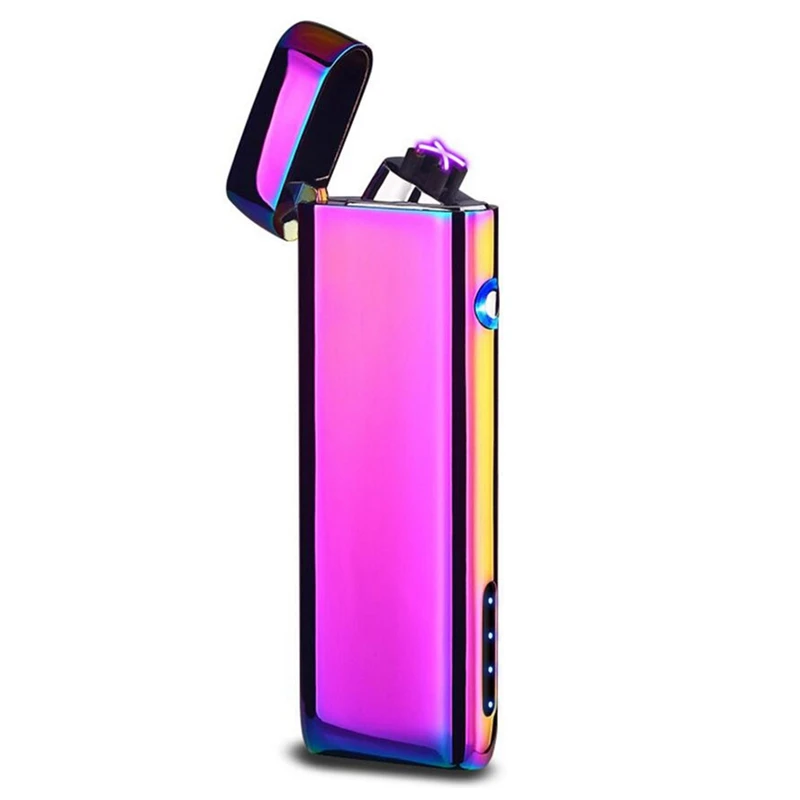 Металлический ветрозащитный Электронный Usb зарядный прикуриватель двойной для Плазменно-дуговой импульсный персональный Мощный светодиодный дисплей зажигалки - Цвет: ECI2170RB