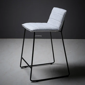 

Nordic Style Light Luxury Backrest Bar Chairs Home Modern Minimalist High Bar Stools Iron Bar Leisure High Stool Furniture