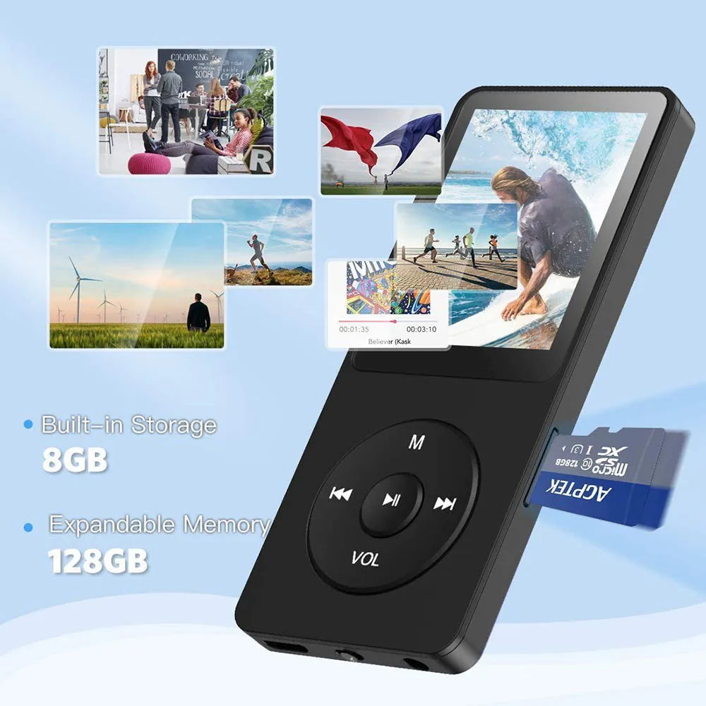 spotify mp3 player 16G Hi-Fi Bluetooth MP3 Player Portable FM Radio Mini LoudSpeaker with 1.8 Inch Screen Support TF Card Video E-book Recording microsoft zune