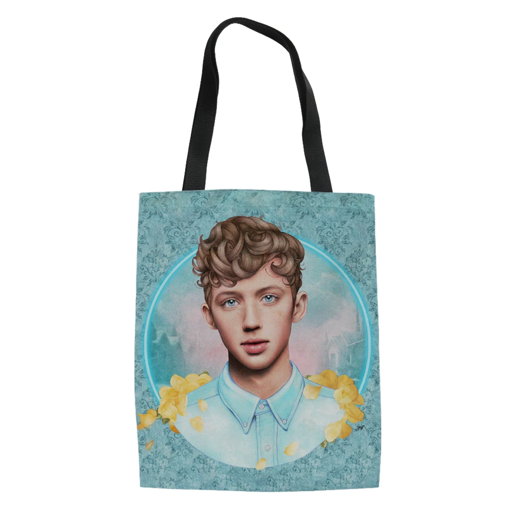 THIKIN Troye Sivan с солнечным принтом хозяйственная сумка высокой емкости Женские холщовые ручные сумки на заказ большая сумка для ежедневного супермаркета - Цвет: As Picture