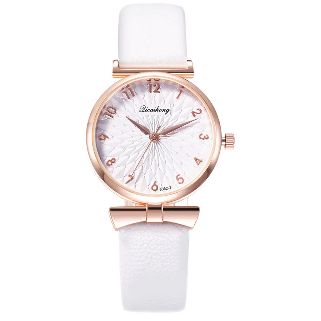 Простые женские часы, Дамские Кварцевые наручные часы с кожаным ремешком, модные студенческие повседневные часы, женские часы, подарок, Relogio Feminino/d - Цвет: White