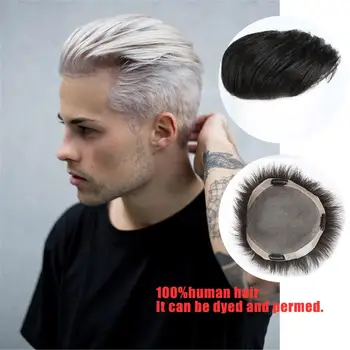 

JINJIAN Simulation hair Toupees for Men Sticking or clamping on the head Hair loss on top of head Hair thinning