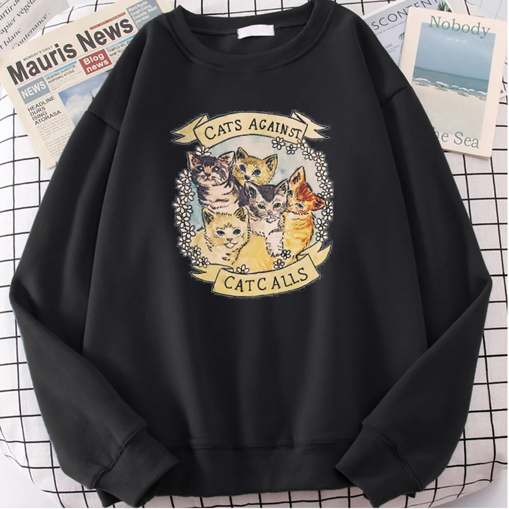 Толстовка мужская флисовая с капюшоном и принтом кошки против | Мужская одежда