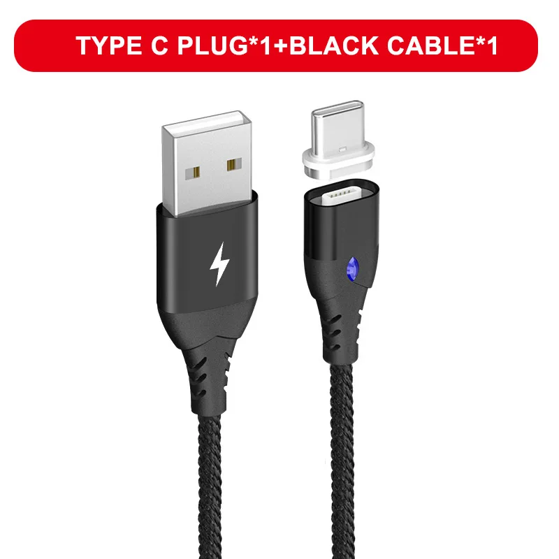 Black Type C Cable Oppselve Магнитный кабель Micro usb type C для iPhone X 7 XS 11 1M 2M 3A провод для быстрого заряда type-C Магнитный зарядный кабель для телефона - Цвет: Black Type C Cable