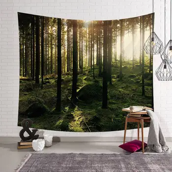 

Green Forest Tapestry Home Decorations Psychedelic Wall Fabric Wall Hanging Tapestry Tapestries Farmhouse Decor 230x180cm
