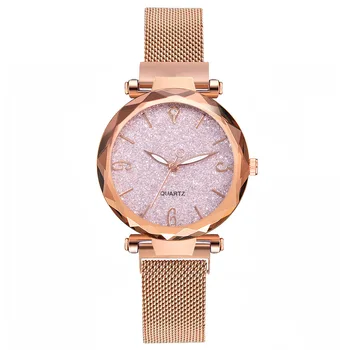 

Women Magnet Buckle Color Starry Sky Watch Luxury Ladies Stainless Steel Mesh Belt Quartz Watches Gift Clock Relogio Feminino