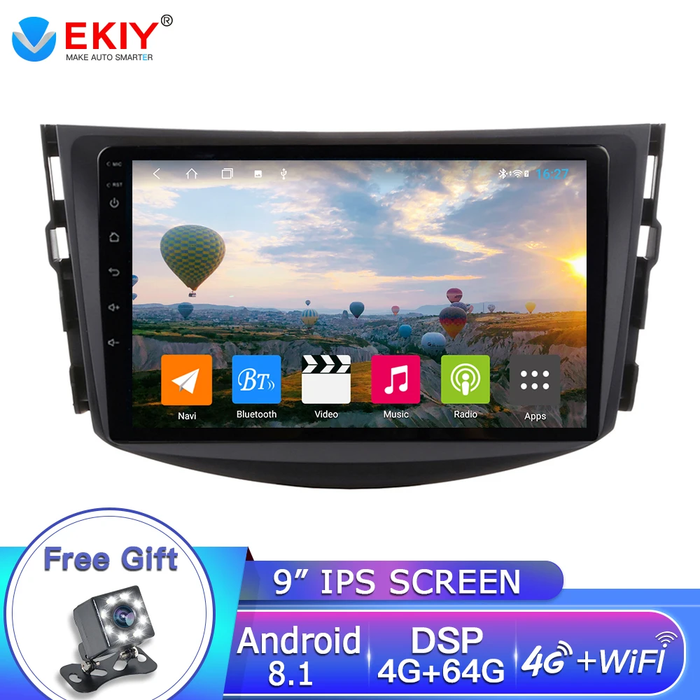 EKIY 9''Android 8.1 Car Dvd Player For Toyota RAV4 2007 2008 2009 2010 2011 4G+64G 2 Din 1024*600 Gps Navigation Wifi Octa Core
