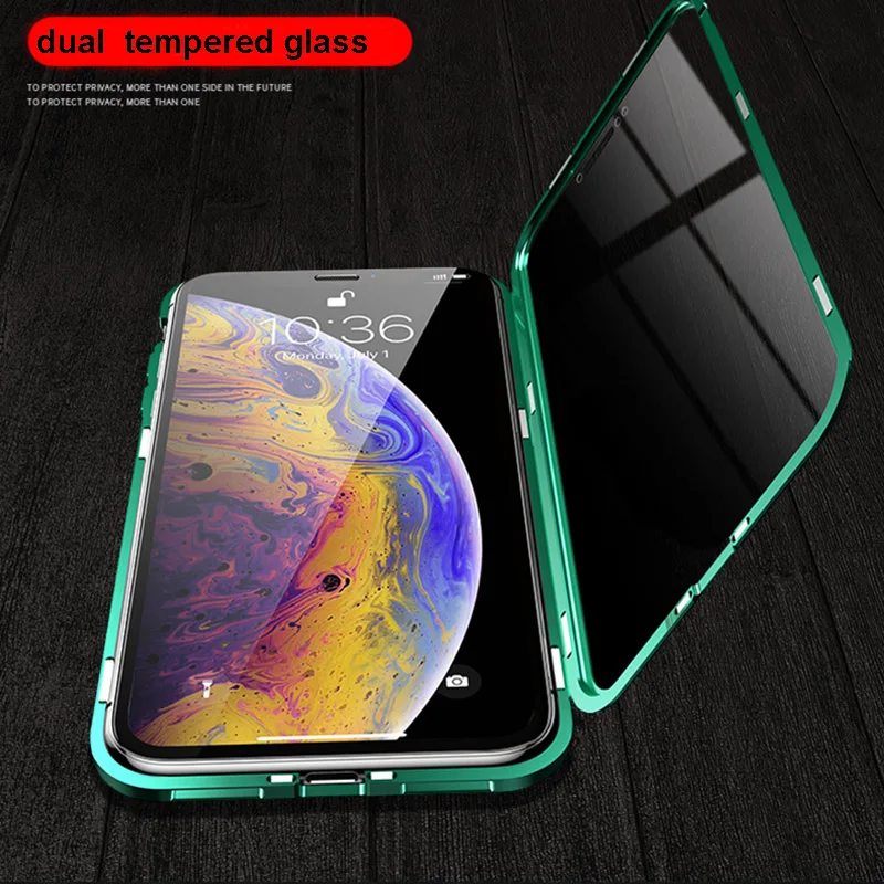 NOHON металическое магнитное закаленное стекло чехол для телефона samsung Galaxy S8 S9 S10 Plus Note 8 9 10 Plus A50 A70 антишпионская крышка