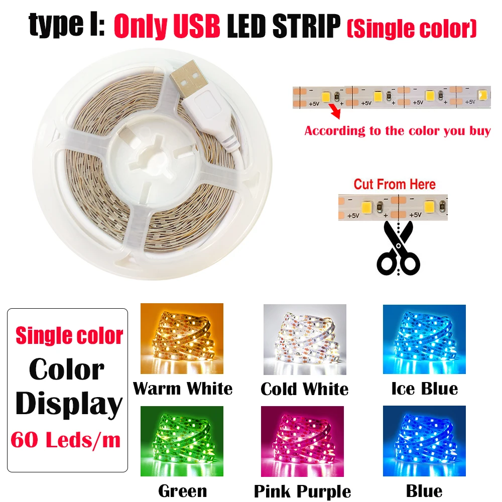Bluetooth Control RGB 5050 2835 LED Lights Strip USB 5V Flexible Lamp Tape Diode Festival Fita White Tira Luces TV PC Desk Luz
