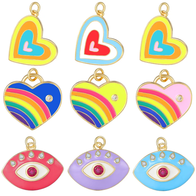 

JUYA 2021 New Creative DIY Necklace Pendants Candy Colors Heart Style Charms Pendants Jewelry Accessories For Necklaces Making