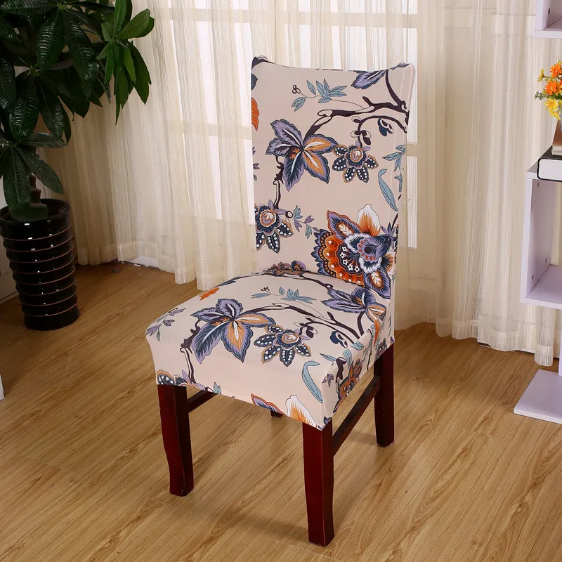 Printed Chair Cover Elastic Stretch Dining Chair Covers for Kitchen Banquet Home Decoration Protectors 1PC
