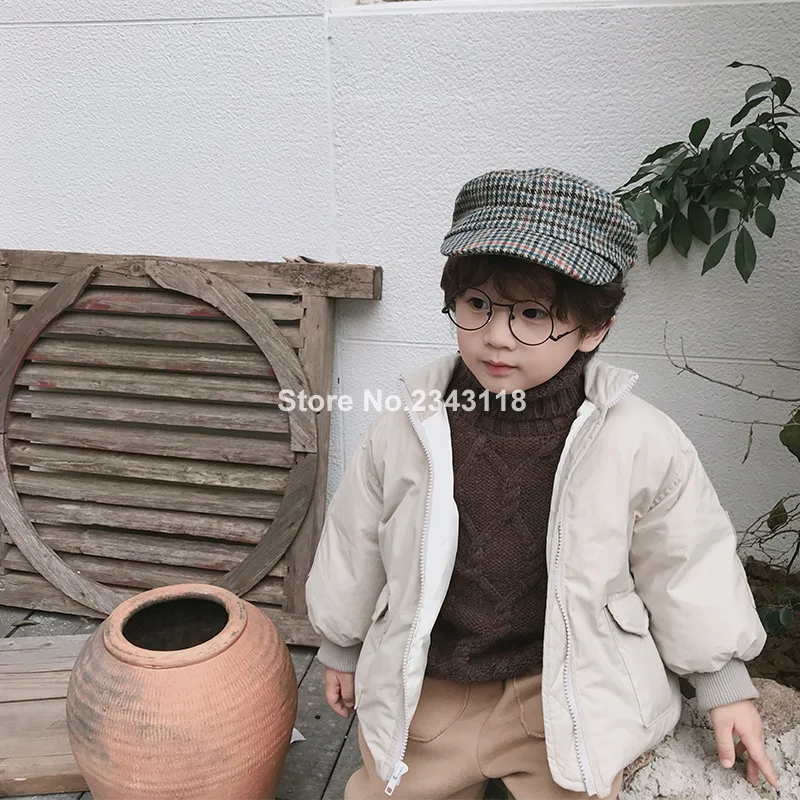 

Fashion Girls Boys Thicken Down Jackets Winter Korean Style Stand Collar Warm Down Coats Children Clothes Outwear