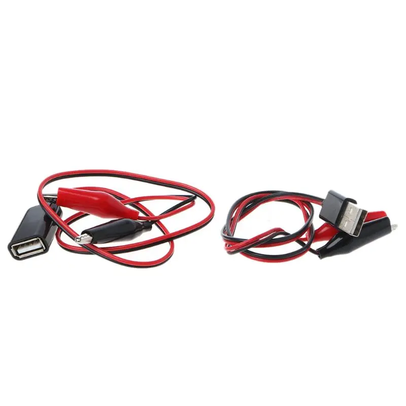 1Pair Alligator Test Clips Clamp to USB Male Female Connector Power Supply Adapter Wire 50cm Detector Voltmeter Ammeter Monitor |
