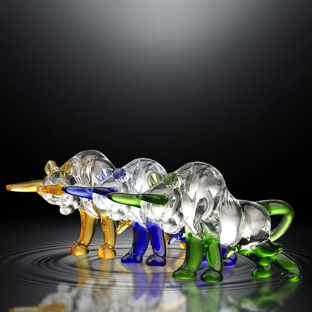 

Crystal Cattle Model Multicolor Transparent Glass Animal Figurine Home Office Desktop Decorative Crystal Crafts Decoracion Hogar