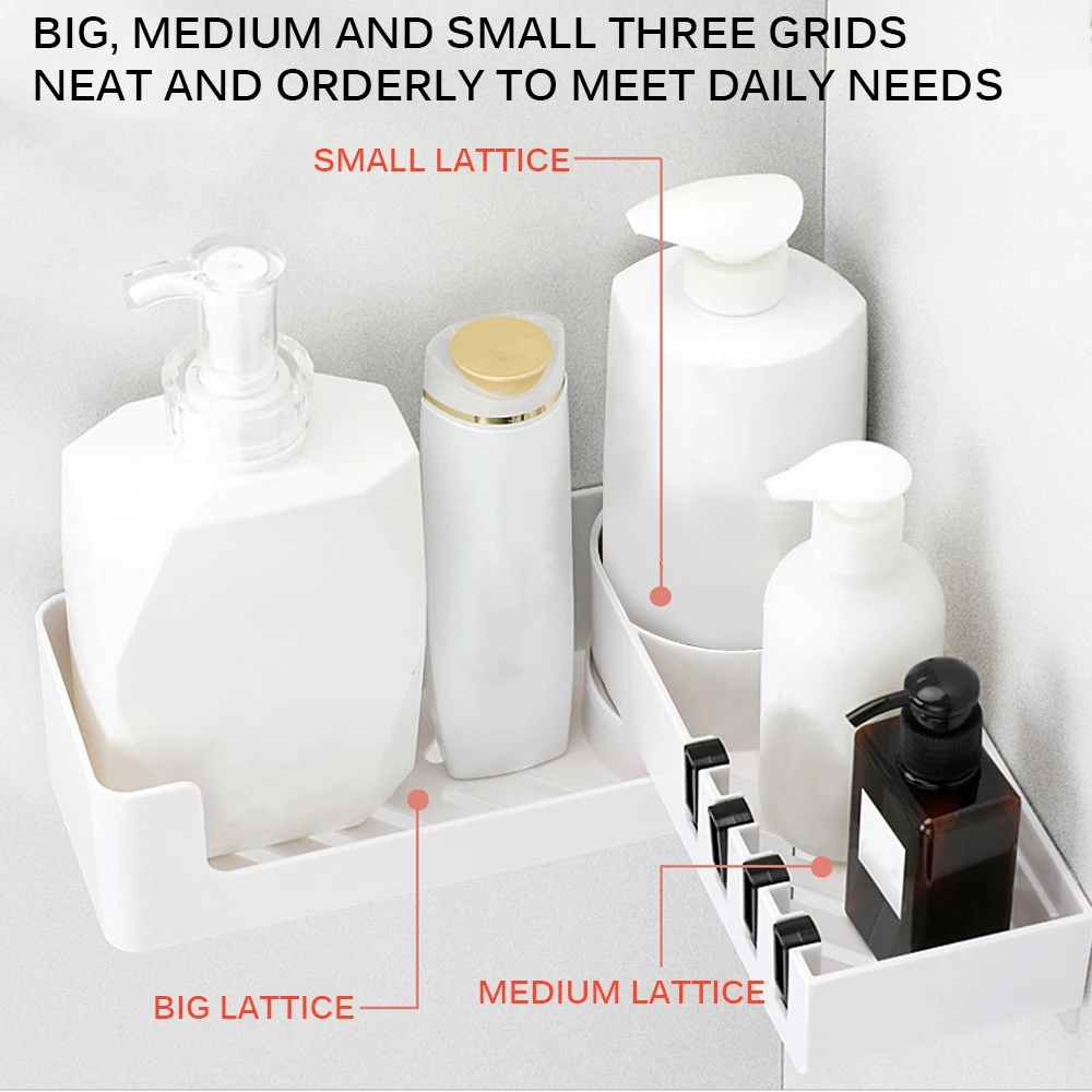 ABEDOE пластиковая угловая стойка для хранения для ванной комнаты, органайзер, душевая полка, вращающийся органайзер для ванной комнаты, дренажный слой, дизайн