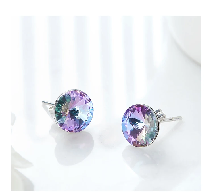 Cdyle/модные маленькие серьги 9 мм с фиолетовыми кристаллами Swarovski, круглые серьги-гвоздики Orecchini Donna, вечерние ювелирные изделия