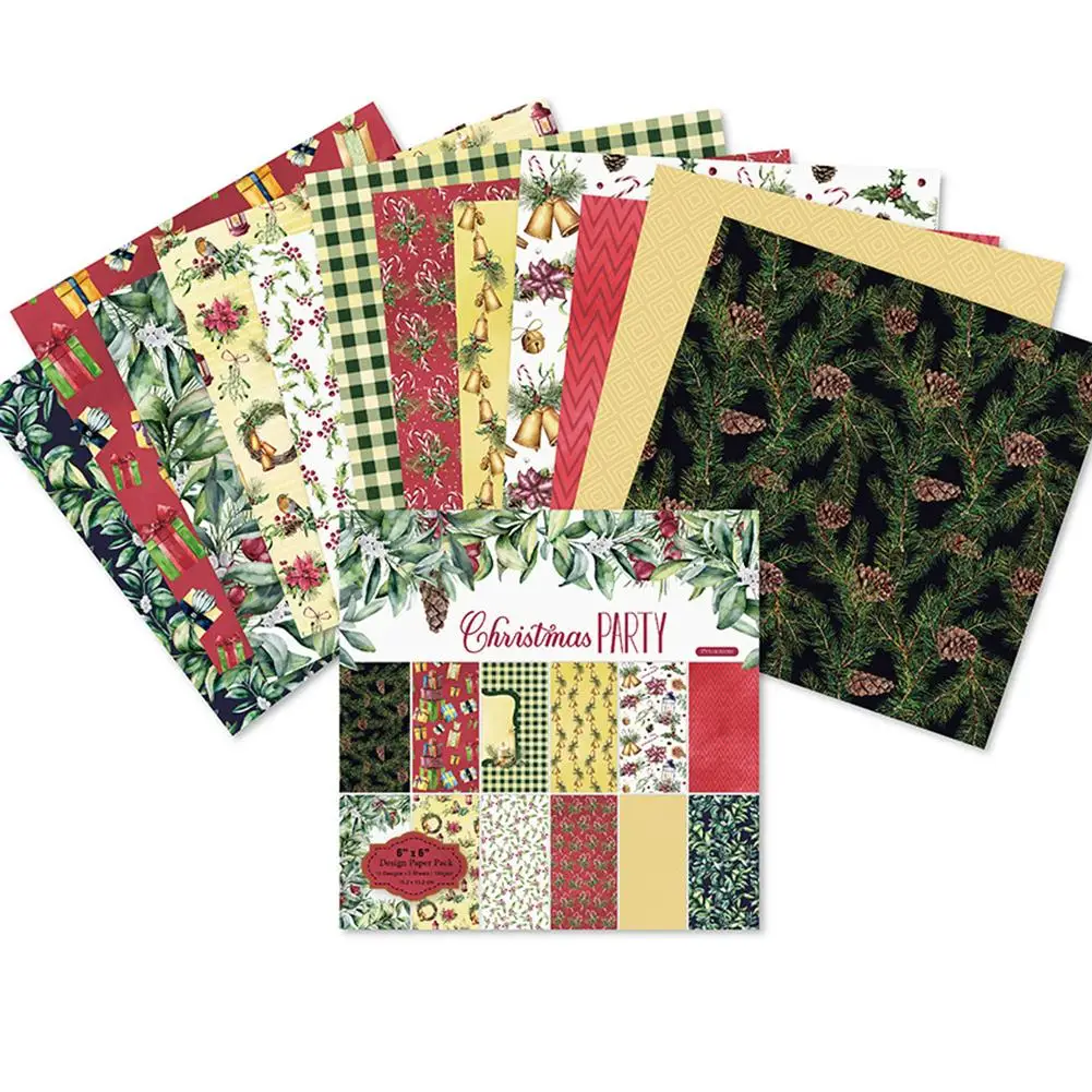 

24 Pcs/lot Christmas Pattern Paper Photo Album Decorative Paper Card Background Paper