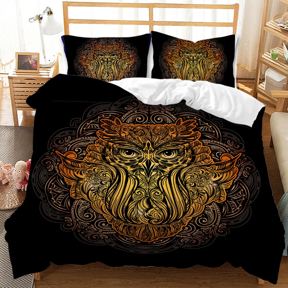 Bohemian Ethnic Series Duvet Cover Set Animal Themed Circular Decorative 2/3 Piece Bedding Set With Pillow Shams Queen Size