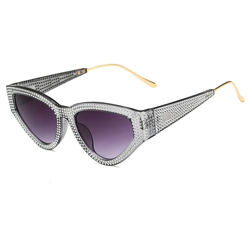 Elbru женские сексуальные кошачий глаз Стразы солнцезащитные очки анти-УФ Винтажные Солнцезащитные очки для вечеринок женские крутые модные зеркальные очки - Цвет линз: E