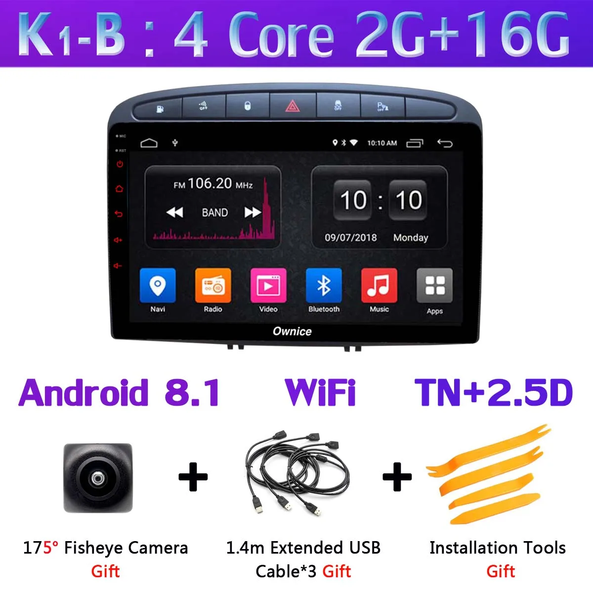 K1-B 360 ° панорамный Android 9,0 8 ядерный 4G+ 64G Автомобильный плеер CarPlay Авто DSP SPDIF gps радио для peugeot 308 408 PG 2008-2013 головное устройство - Цвет: K1-B
