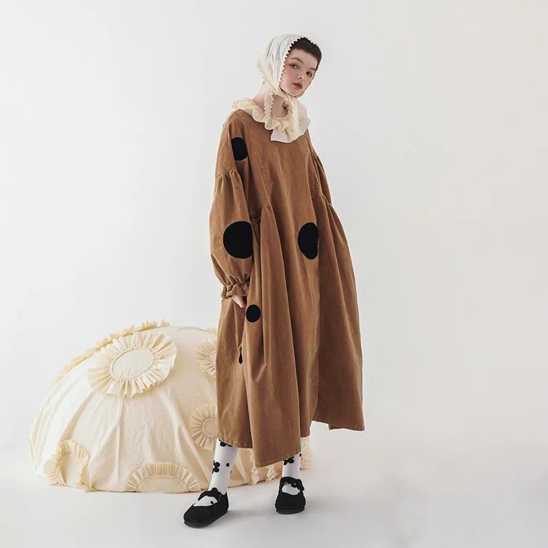 Imakokoni Original Design Loose Camel Polka Dot