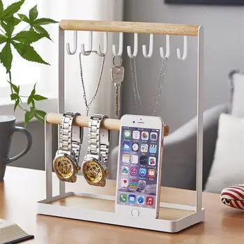 

3 Layers Metal Jewelry Display Rack 8 Hooks Bracelet Earring Display Stand Watch Key Holder Sundries Table Storage Organizer