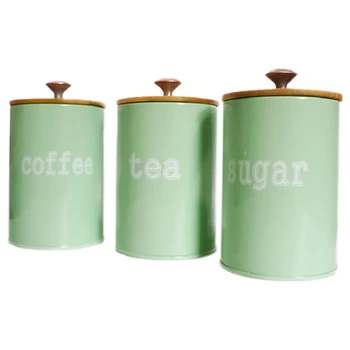 

3Pcs Kitchen Metal Spice Seasoning Canister Sugar Pepper Container Jar Household Food Snack Tank