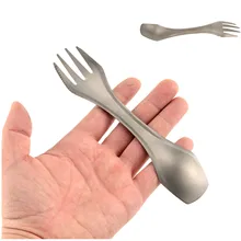 

3 in 1 Titanium Spoon Fork Knife Outdoor Mini Ultralight Titanium Cutlery Camping Cookware Hiking Picnic Kitchen Outdoor Kitchen