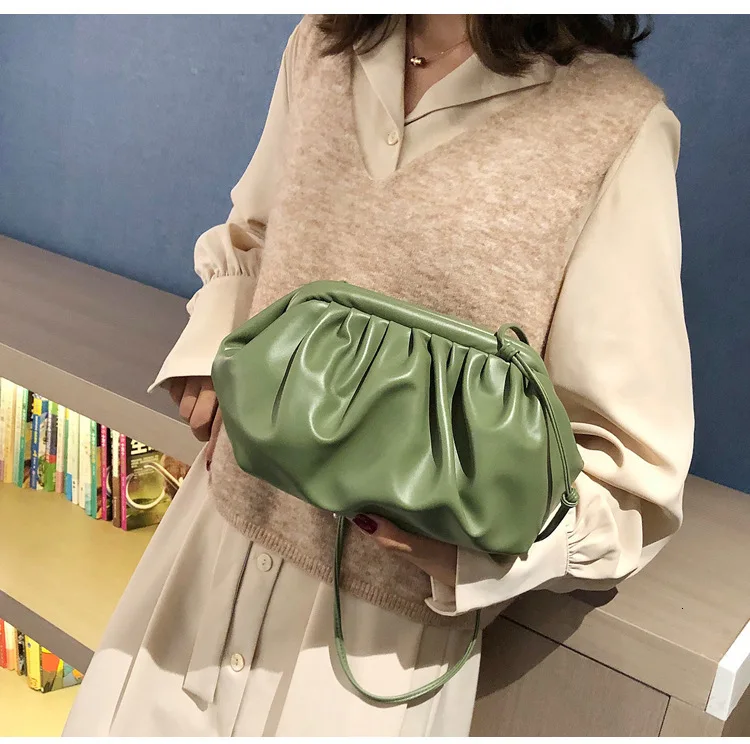 green BXX Sac/ модные осенне-зимние роскошные женские сумки дизайнерские облака пакет сплошной цвет Джокер сумка через плечо ZE947 - Цвет: green