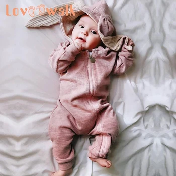 

Toddler Clothes Kids Onesies Children Unisex Cosplay Cartoon Rabbit Ear Costumes Boys Girl Hooded Romper Sleepwear Warm Pajamas