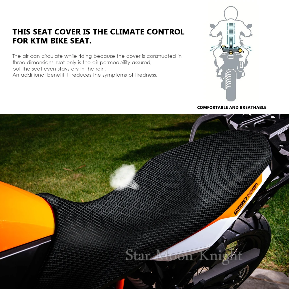 For 990 1090 1190 1290 Adventuer Motorcycle Seat Cushion Cover Net 3D Mesh Protector Insulation Cushion Cover