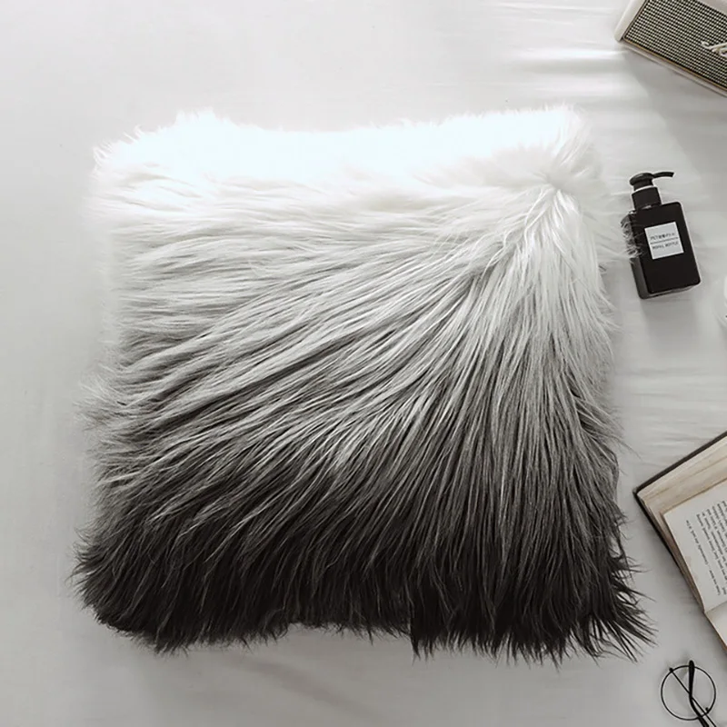 

50*50cm Square Throw Pillow Cushion Cover Decorative Pillows For Sofa Fall Pillowcase Gradient Wool Cushions With Core Decor Car