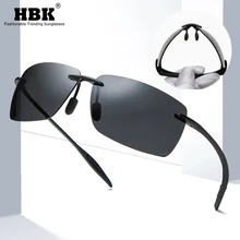 HBK, квадратные, небьющиеся, поляризационные солнцезащитные очки, мужские, без оправы, TR90, легкие, для вождения, солнцезащитные очки, мужские,, фирменный дизайн, оттенки, UV400