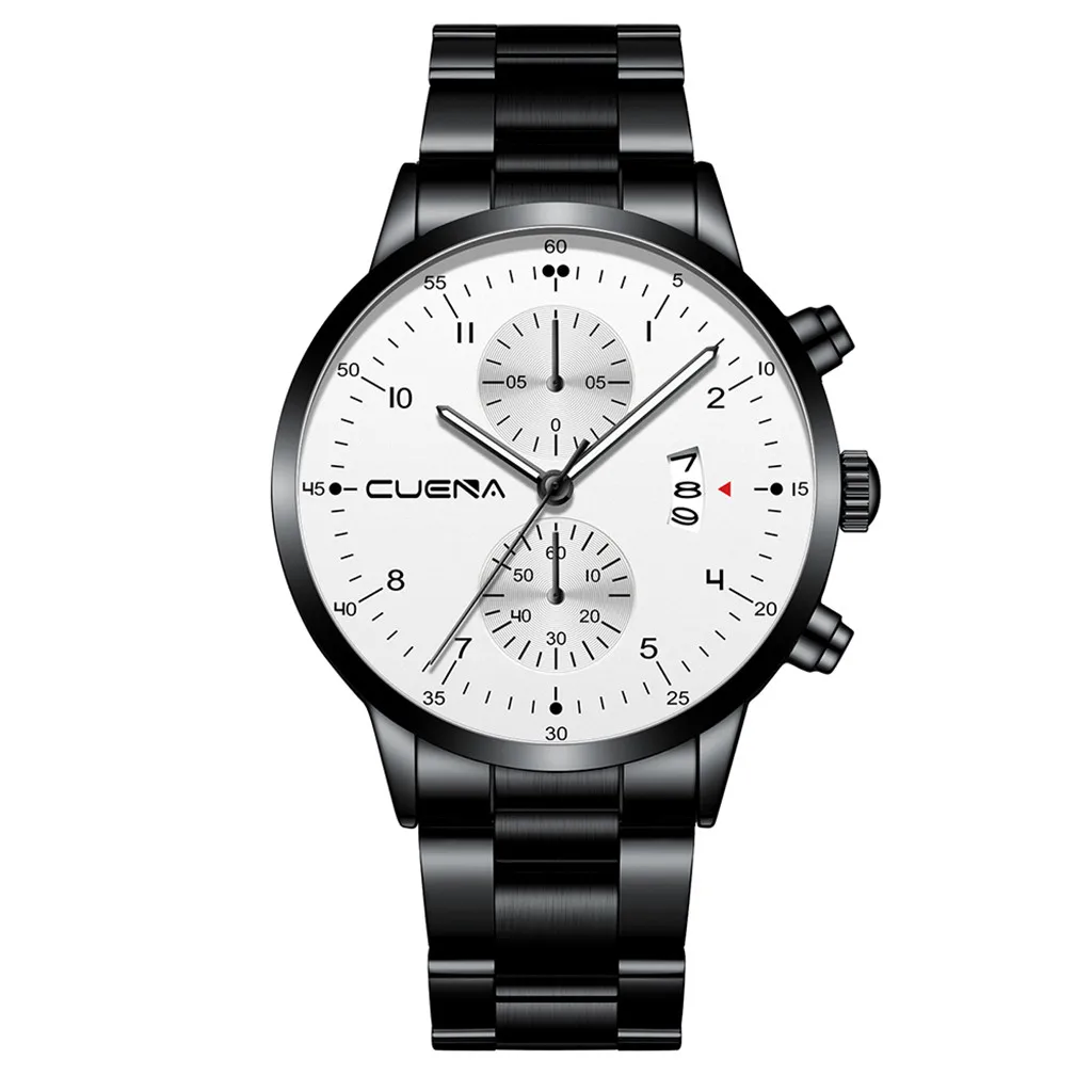 Часы Relogio Masculino мужские часы спортивные часы бизнес стальной ремешок три глаза календарь кварцевые наручные часы Montre Homme Reloj 30 - Цвет: as photo
