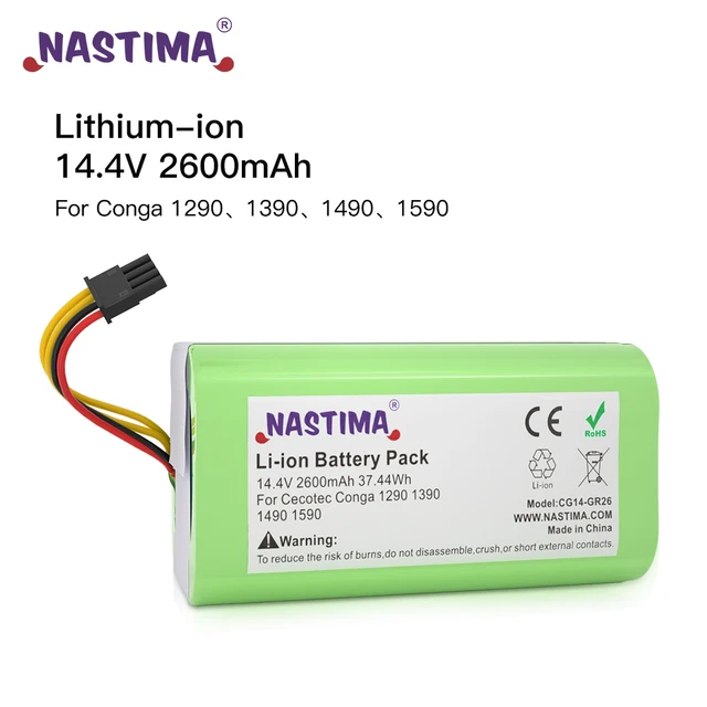 NASTIMA 14.4V 2600mAh Batería de Repuesto de Iones de Litio Compatible con  Conga Excellence 990