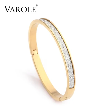 

VAROLE Can Open Cuff Bracelet Bangle With Flash Bar Bangles Gold Color Bracelets Bangles For Women Jewelry Wholesale